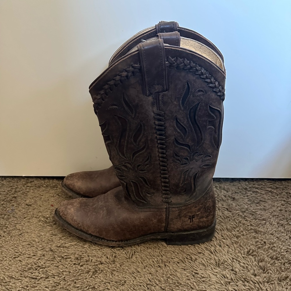 Frye Brown Leather Cowboy Boots